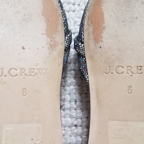 J. Crew Sloan Glitter D'Orsay Flats with mini bow - Silver Metallic - Size 6 - Picture 10 of 12